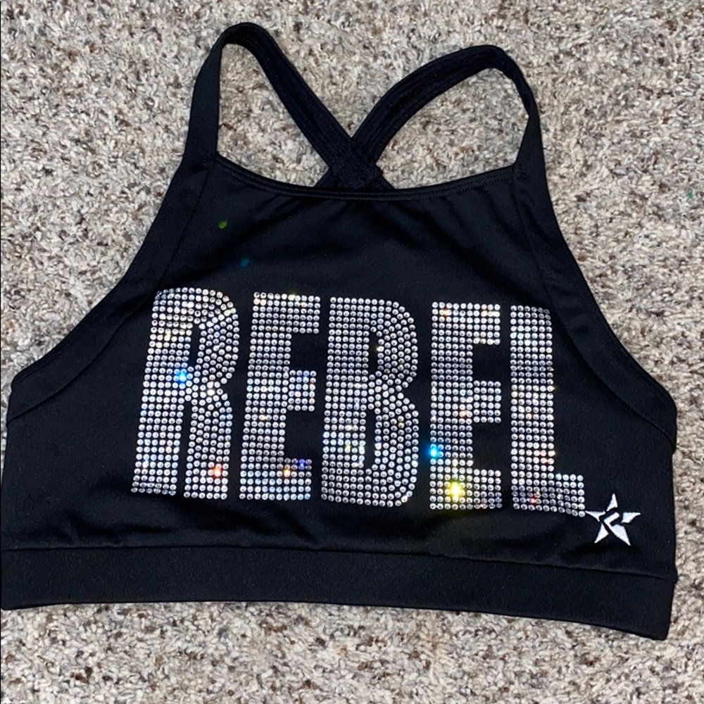 Rebel Athletic Cheer bling mesh sports bra